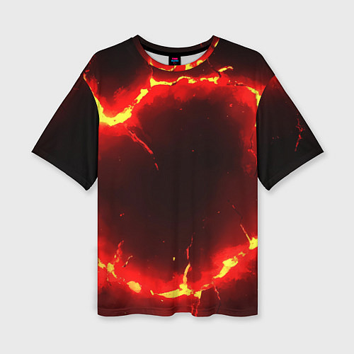 Женская футболка оверсайз Красный круг из огня текстура / 3D-принт – фото 1