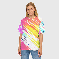 Футболка оверсайз женская Брызги краски на белом фоне, цвет: 3D-принт — фото 2