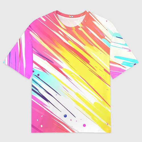 Женская футболка оверсайз Брызги краски на белом фоне / 3D-принт – фото 1