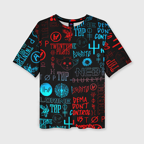 Женская футболка оверсайз Twenty one pilots rock pattern / 3D-принт – фото 1