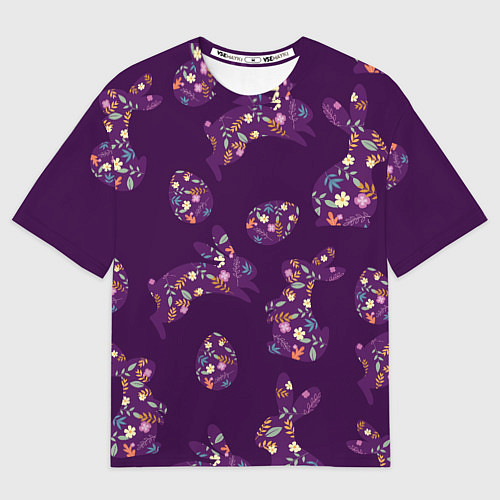 Женская футболка оверсайз Кролики и яйца / 3D-принт – фото 1