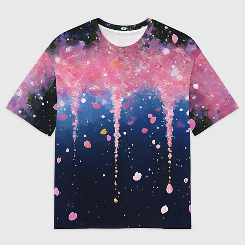 Женская футболка оверсайз Розово-синяя текстура / 3D-принт – фото 1