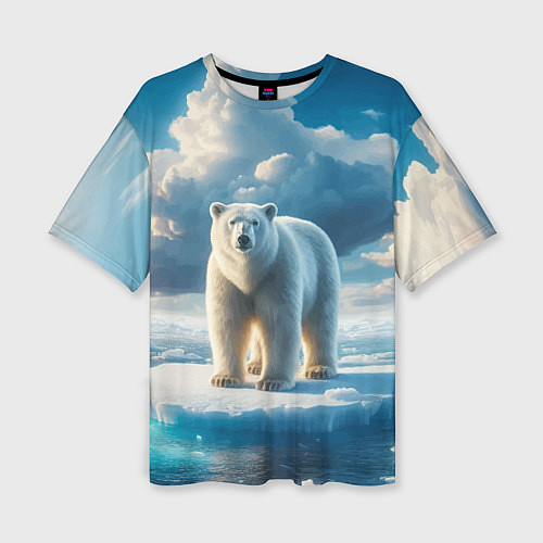Женская футболка оверсайз Полярный медведь на льдине / 3D-принт – фото 1