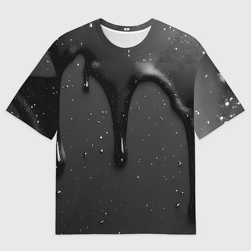 Женская футболка оверсайз Черная текстура - хром / 3D-принт – фото 1