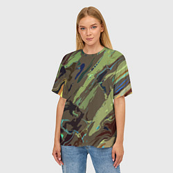 Футболка оверсайз женская Абстракция тон хаки, цвет: 3D-принт — фото 2