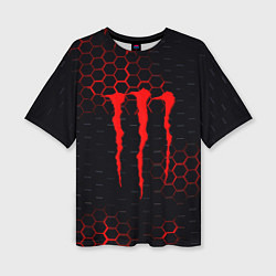 Женская футболка оверсайз Monster energy текстура броня