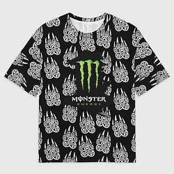 Женская футболка оверсайз Monster energy медвежьи лапы