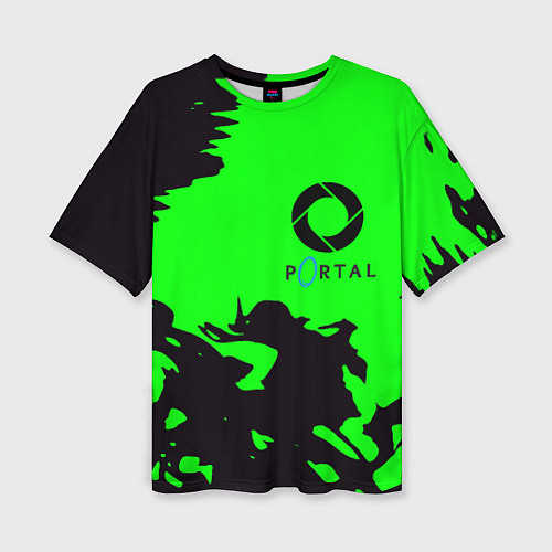 Женская футболка оверсайз Portal черный дым / 3D-принт – фото 1