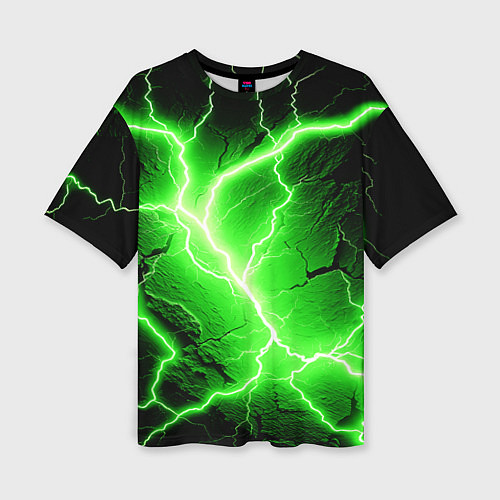 Женская футболка оверсайз Color green black / 3D-принт – фото 1