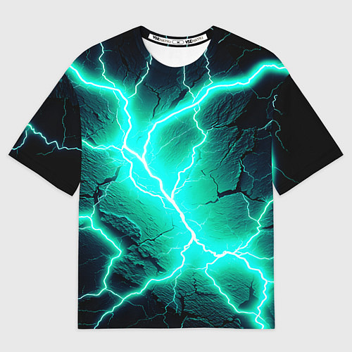 Женская футболка оверсайз Color light blue black / 3D-принт – фото 1