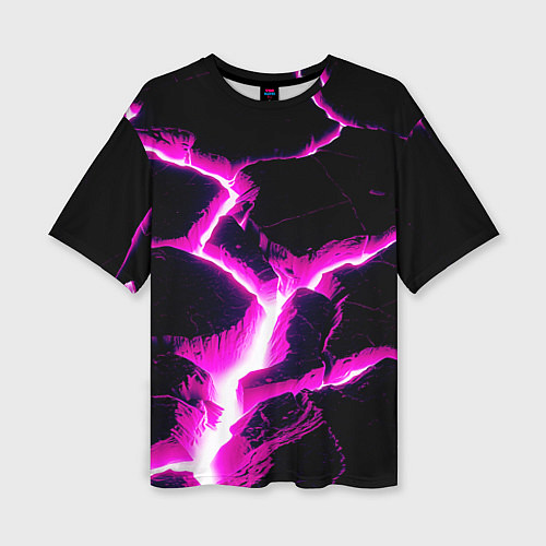 Женская футболка оверсайз Color pink black / 3D-принт – фото 1