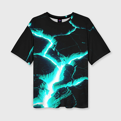 Женская футболка оверсайз Color light blue black / 3D-принт – фото 1