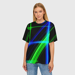 Футболка оверсайз женская Color blue black green, цвет: 3D-принт — фото 2