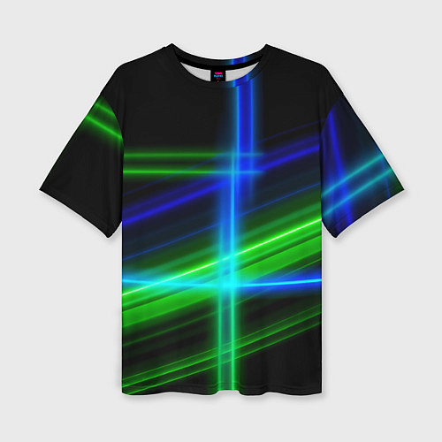 Женская футболка оверсайз Color blue black green / 3D-принт – фото 1