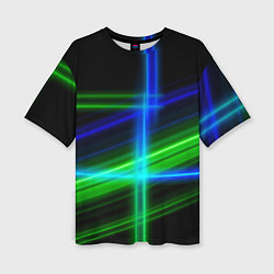 Футболка оверсайз женская Color blue black green, цвет: 3D-принт