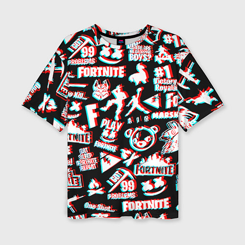 Женская футболка оверсайз Fortnite glitch game / 3D-принт – фото 1