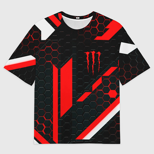 Женская футболка оверсайз Monster energy sport geometry / 3D-принт – фото 1