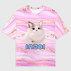 Футболка оверсайз женская Inzoi розовый фон с золотинками, цвет: 3D-принт