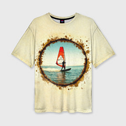 Футболка оверсайз женская Виндсерфер на бежевом, цвет: 3D-принт