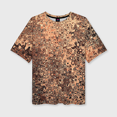 Женская футболка оверсайз Светлый коричневый абстрактная текстура / 3D-принт – фото 1