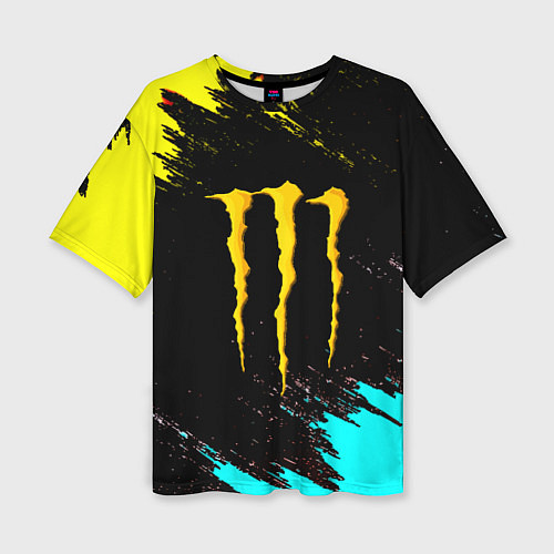Женская футболка оверсайз Monster energy краски текстура / 3D-принт – фото 1