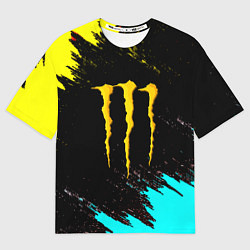 Футболка оверсайз женская Monster energy краски текстура, цвет: 3D-принт