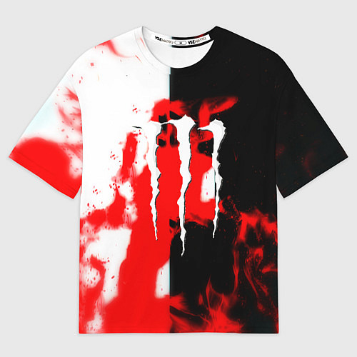 Женская футболка оверсайз Monster energy огненная текстура / 3D-принт – фото 1