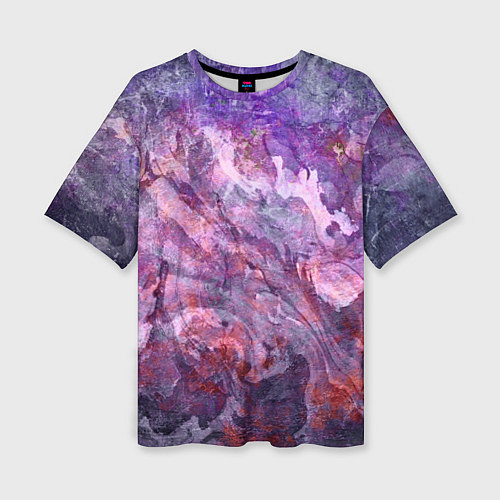 Женская футболка оверсайз Абстракция - purple space stone / 3D-принт – фото 1