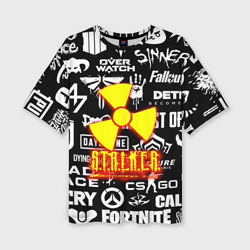 Женская футболка оверсайз Сталкер все логотипы игр / 3D-принт – фото 1
