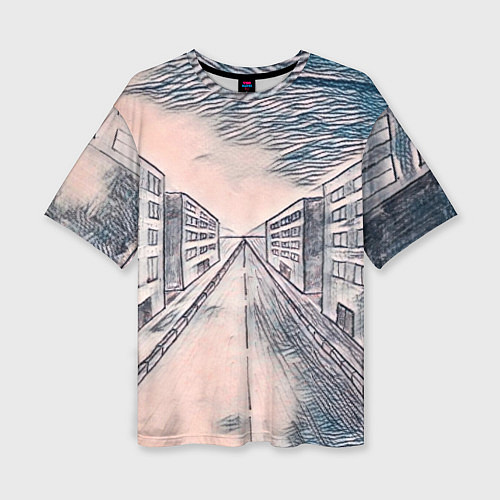 Женская футболка оверсайз Сумрачный город / 3D-принт – фото 1