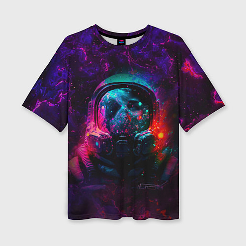Женская футболка оверсайз Космонавт в пылающем космосе / 3D-принт – фото 1