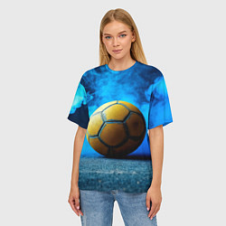 Футболка оверсайз женская Гандбольный мяч синий дым, цвет: 3D-принт — фото 2