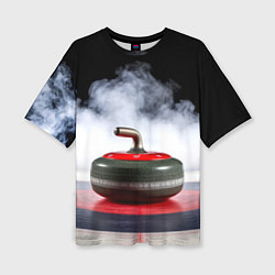 Футболка оверсайз женская Кёрлинг и белый дым, цвет: 3D-принт