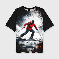 Футболка оверсайз женская Лыжник в движении, цвет: 3D-принт