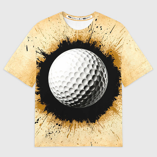 Женская футболка оверсайз Мяч для гольфа на бежевом / 3D-принт – фото 1