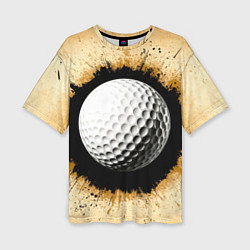 Футболка оверсайз женская Мяч для гольфа на бежевом, цвет: 3D-принт