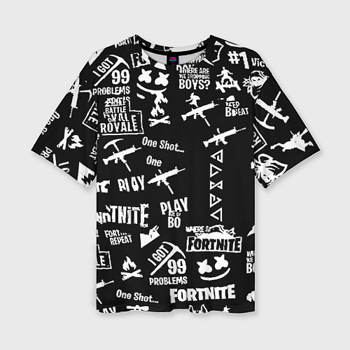 Женская футболка оверсайз Черно белые логотипы игр / 3D-принт – фото 1