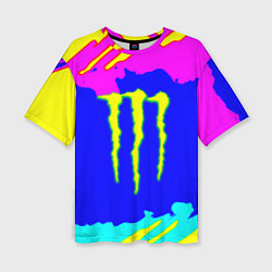 Женская футболка оверсайз Monster energy краски цветные