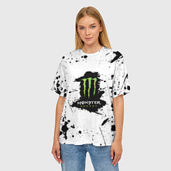 Футболка оверсайз женская Monster energy брызги красок, цвет: 3D-принт — фото 2
