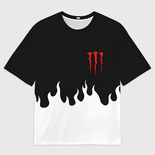 Женская футболка оверсайз Monster energy red logo / 3D-принт – фото 1