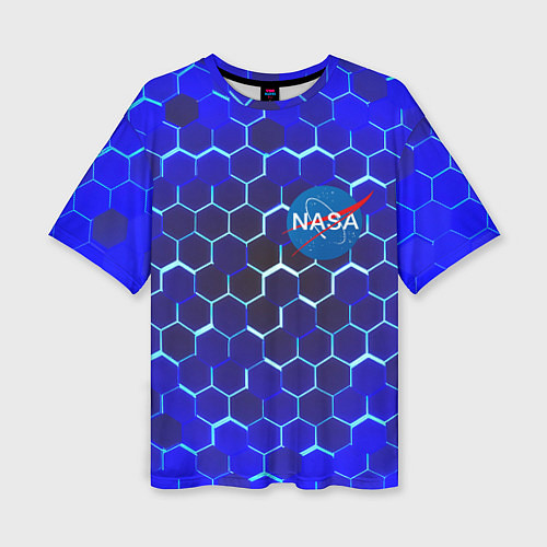 Женская футболка оверсайз Nasa голубая броня / 3D-принт – фото 1