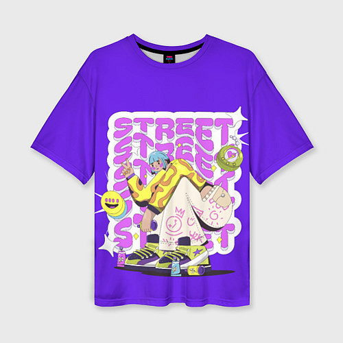 Женская футболка оверсайз Street Y2K girl violet / 3D-принт – фото 1