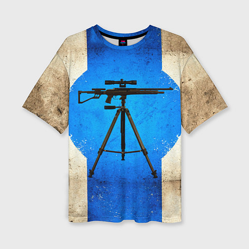 Женская футболка оверсайз Стендовая спортивная стрельба на синем / 3D-принт – фото 1