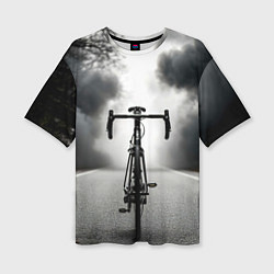 Футболка оверсайз женская Шоссейный велосипед в черном дыму, цвет: 3D-принт