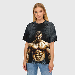 Футболка оверсайз женская Бодибилдер на черном, цвет: 3D-принт — фото 2