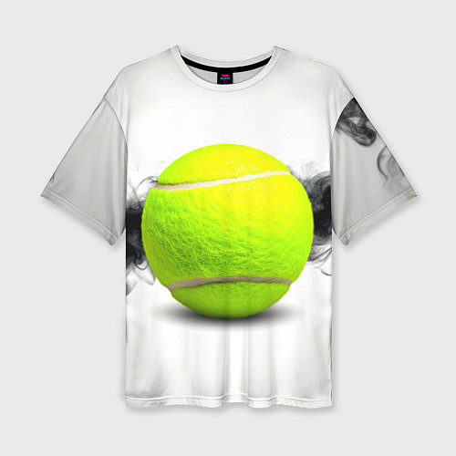 Женская футболка оверсайз Теннисный мяч и черный дым / 3D-принт – фото 1