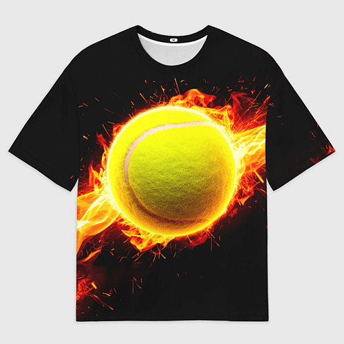 Женская футболка оверсайз Теннисный мяч в огне / 3D-принт – фото 1