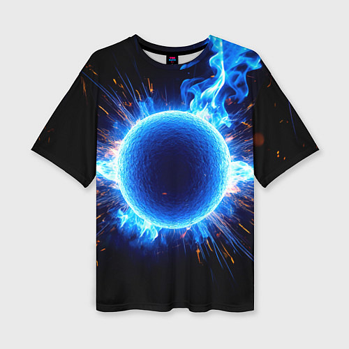Женская футболка оверсайз Ядро для талкания в синем пламени / 3D-принт – фото 1