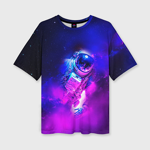 Женская футболка оверсайз Космонавт среди облаков / 3D-принт – фото 1