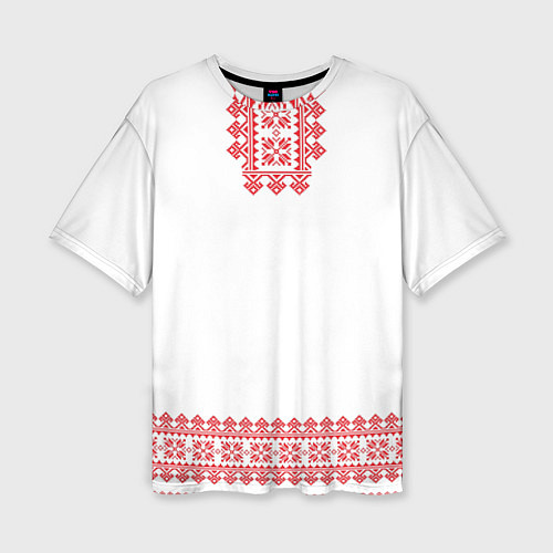 Женская футболка оверсайз Славянский орнамент и узоры - вышиванка рубаха бел / 3D-принт – фото 1